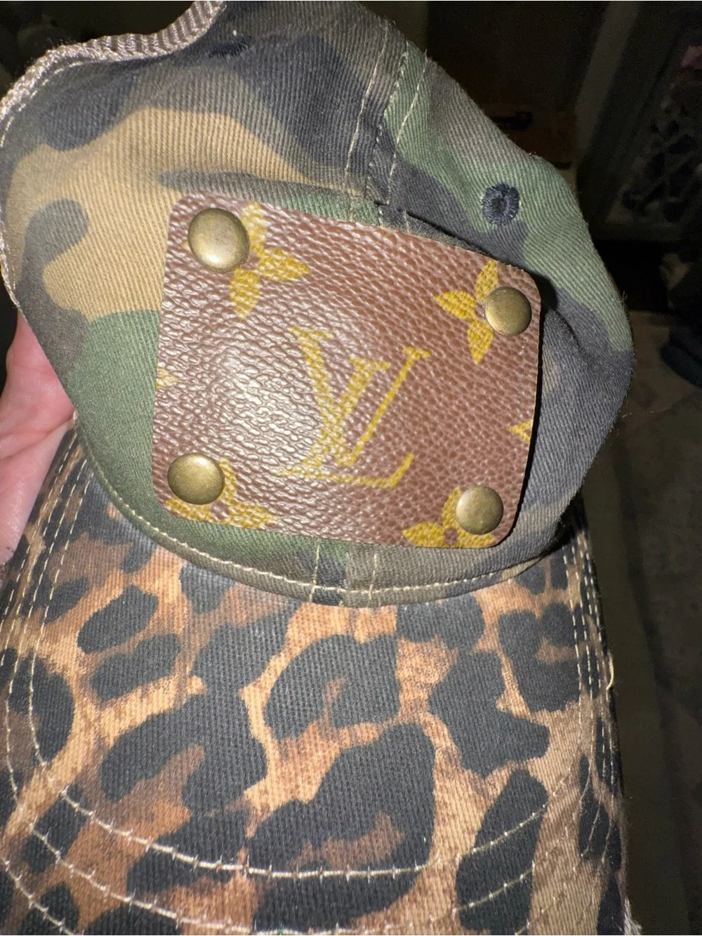 Designer-Style Camouflage & Leopard Trucker Hat - Brown/Green